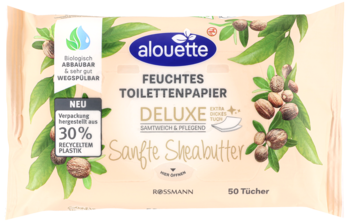 ALOUETTE Deluxe ,papier toaletowy, nawilżany z delikatnym Masłem Shea,przód