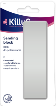 Killys Sanding block w białym opakowaniu, widok z przodu. Blok polerski 4-stronny do paznokci.