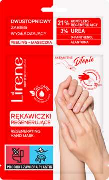 LIRENE Aksamitne Dłonie ,rękawiczki regenerujące, Dwustopniowy zabieg wygładzający, Aksamitne Dłonie,przód