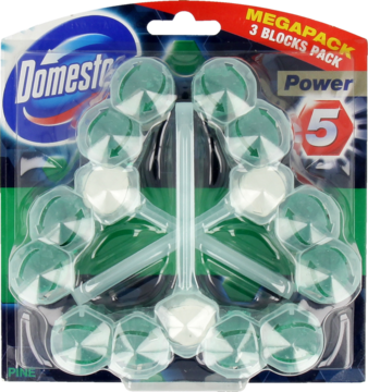 DOMESTOS Power 5 ,kostka toaletowa, Pine,przód