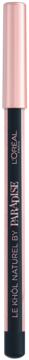 Kredka do oczu L'Oréal Le Khol by Paradise, czarna z różowozłotą nakładką, napisy L'Oréal Paris widoczne. Pionowe ujęcie.