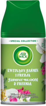 Air Wick Kwitnący Jaśmin i Frezja / Jasmine Bloom & Freesia, zielony wkład do odświeżacza, widok z przodu.