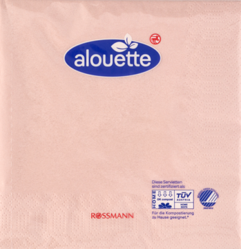 Różowe serwetki papierowe Alouette 3-warstwowe, 30 sztuk, widok z przodu opakowania.