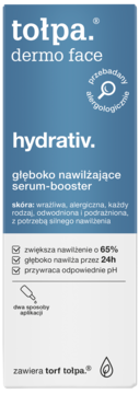 Tołpa Dermo Face Hydrativ serum-booster, głęboko nawilżające, alergologicznie przebadane, niebieskie pudełko, przód.