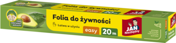 Zielone opakowanie Folii spożywczej Jan Niezbędny Easy 20m, z żółtą etykietą, awokado, widok z przodu.