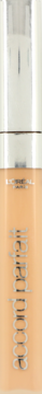 L'Oréal Paris wielofunkcyjny korektor w pomarańczowej butelce ze srebrną nakrętką i białym napisem, zbliżenie.