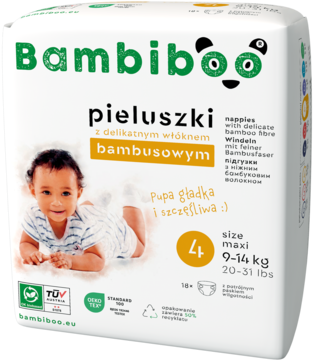 BAMBIBOO ,jednorazowe pieluszki z włóknem bambusowym rozm 4 (9-14kg),,przód