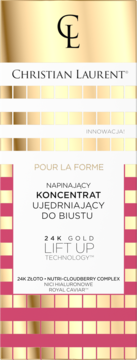 Christian Laurent Pour La Forme napinający koncentrat ujędrniający do biustu 24K Gold, złoto-różowe opakowanie, przód.