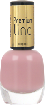 Trwały lakier do paznokci Ados Premium Line, butelka w kolorze pudrowego różu ze złotą nakrętką.
