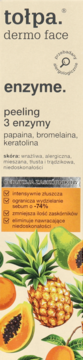 Pionowy widok opakowania Tołpa Dermo Face Enzyme Peeling z 3 enzymami, papają i ananasem.