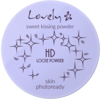 Lovely HD Loose Powder, matujący puder sypki w jasnofioletowym, okrągłym opakowaniu z gwiazdkami.