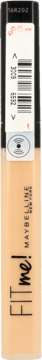 Maybelline Fit Me korektor w jasnobeżowej tubce, z czarną nakrętką, widok pionowy, widoczny kod kreskowy.