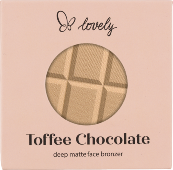 So lovely Toffee Chocolate, matowy brązer do twarzy, w różowym pudełku z okrągłym wkładem przypominającym czekoladę.