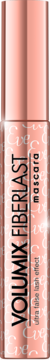 Różowa maskara VOLUMIX FIBERLAST w smukłej tubie, widok z przodu. Napis Ultra false lash effect.
