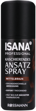 ISANA PROFESSIONAL ,spray do włosów maskujący odrosty, Średni Brąz,przód