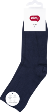 Granatowe skarpetki Eloy z modalu, prążkowane, z metką rozmiar 35-40, wyeksponowane na białym tle.