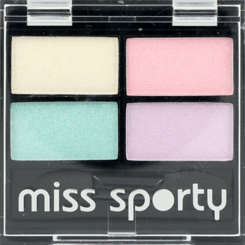 Miss Sporty Studio Colour Quattro Unicorn Swag, paleta 4 pastelowych metalicznych cieni, widok z góry.
