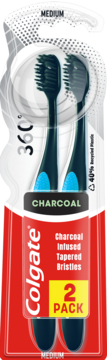 COLGATE 360° Charcoal,szczoteczki do zębów, Medium,przód
