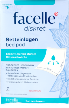 Facelle diskret Betteinlagen bed pad, niebiesko-białe opakowanie 400x600mm, dla średniej/ciężkiej inkontynencji.