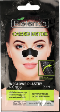 Bielenda Carbo Detox Węglowe plastry na nos, czarna saszetka, 2 szt., do oczyszczania cery tłustej.