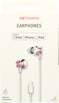 ROSSMANN ,słuchawki do urządzeń multimedialnych z  8-pinowym wejściem,przód