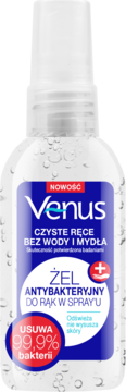 VENUS ,żel do rąk, w sprayu, antybakteryjny,przód