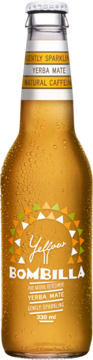 Złota butelka Bombilla Yellow Yerba Mate, lekko gazowany napój z naturalną kofeiną, 330 ml.
