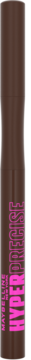Brązowy pisak Maybelline New York Hyper Precise All Day Liner z różowymi napisami, widok z przodu.