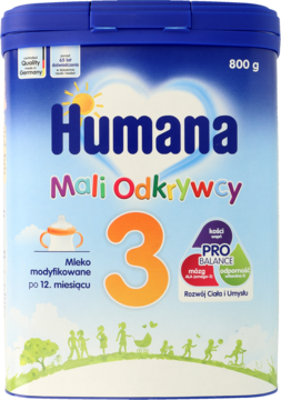 HUMANA Mali Odkrywcy ,mleko modyfikowane po 12. m-cu, 3,przód