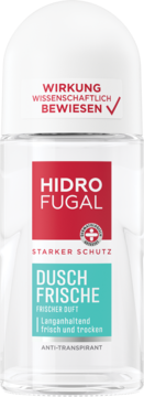 Hidrofugal Dusch Frische 50ml antyperspirant w kulce, transparentna butelka, biała zakrętka, front.