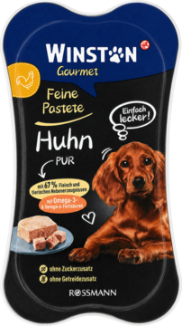 Winston Gourmet Feine Pastete Huhn PUR, monoproteinowa karma dla psów dorosłych, czarna tacka, front.