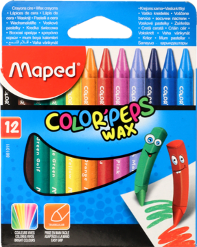 MAPED ,kredki świecowe, 12 kolorów, Color'Peps Wax,przód