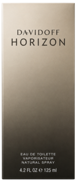 Pudełko Davidoff Horizon Eau de Toilette 125ml. Brązowy gradient, widok z przodu. Napisy: Davidoff Horizon, 4.2 FL OZ.