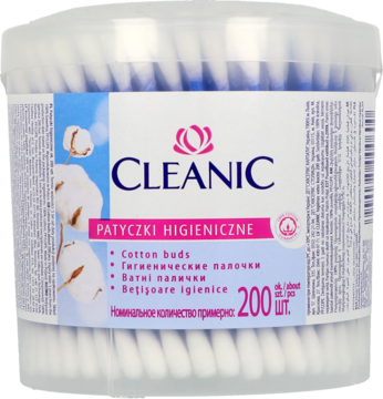 CLEANIC ,patyczki higieniczne 100% bawełna,przód