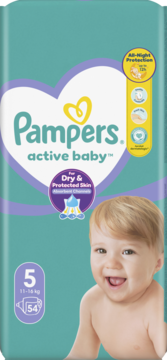 PAMPERS Active Baby ,pieluchy, 5, 11-16 kg,przód