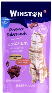 WINSTON Snack  ,karma uzupełniająca dla dorosłych kotów, przekąska z łososiem,przód