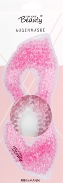 Maska chłodząca na oczy For Your Beauty z różowymi żelowymi koralikami, ergonomiczny kształt, zbliżenie.