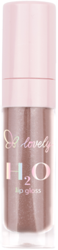 Nawilżający błyszczyk Lovely H2O w butelce, różowo-złoty odcień z shimmerem, widoczny napis Lovely H2O.