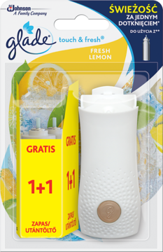GLADE Touch & Fresh ,skoncentrowany odświeżacz powietrza+ zapas, Fresh Lemon,przód