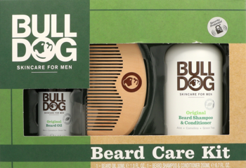 BULLDOG ,olejek do brody 30 ml, szampon i odżywka do brody 200 ml, grzebień,przód