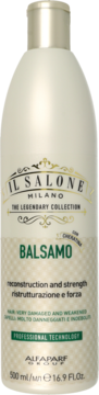IL SALONE MILANO Balsamo odżywka, 500ml, biała butelka z zielonym i złotym napisem, widok z przodu.