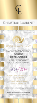 Christian Laurent Botulin Revolution™ krem-serum 50+/70+ do oczu, z śluzem ślimaka, w biało-złotym opakowaniu, widok z przodu.