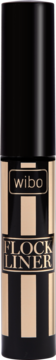 WIBO Flock Liner, ultratrwały eyeliner o intensywnej czerni, w czarno-beżowej tubce w pionowe paski.