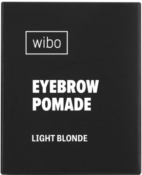 Czarne opakowanie pomady do brwi Wibo EYEBROW POMADE LIGHT BLONDE z białym napisem, widok z przodu.