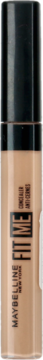 Korektor Maybelline Fit Me w jasnobeżowej tubce z czarną zakrętką, z napisem Maybelline Fit Me, widok z przodu.