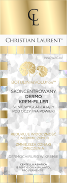 Christian Laurent Botulin Revolution krem-filler, złoto-białe opakowanie na zmarszczki pod oczami, widok z przodu.