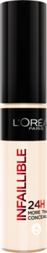 L'Oréal Infaillible More Than Concealer 24H, beżowy korektor do twarzy w butelce, pełne krycie, widok z przodu.