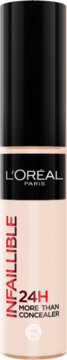 Korektor L'Oréal Infaillible 24H More Than Concealer, jasnobeżowa butelka z czarną zakrętką, widok z przodu.