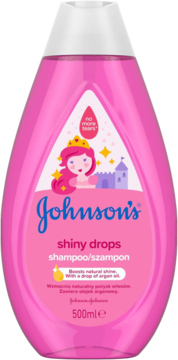 JOHNSON'S Shiny Drops ,szampon do włosów dla dzieci, z olejkiem arganowym,przód