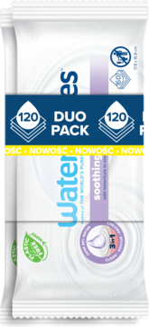 WATERWIPES Soothing Clean ,chusteczki nawilżane dla dzieci, z ekstraktem z Lawendy,przód